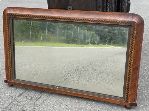 VICTORIAN BURR WALNUT OVERMANTEL MIRROR - ADDITIONAL PHOTO 2
