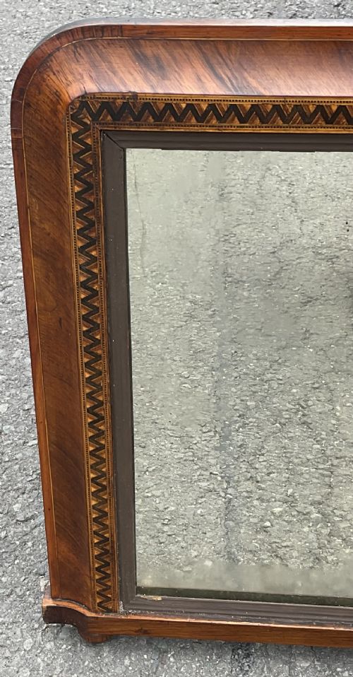 VICTORIAN BURR WALNUT OVERMANTEL MIRROR - ADDITIONAL PHOTO 3