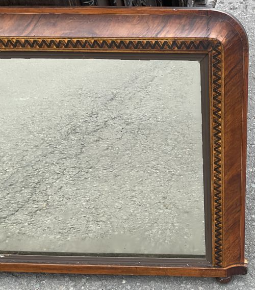 VICTORIAN BURR WALNUT OVERMANTEL MIRROR - ADDITIONAL PHOTO 5