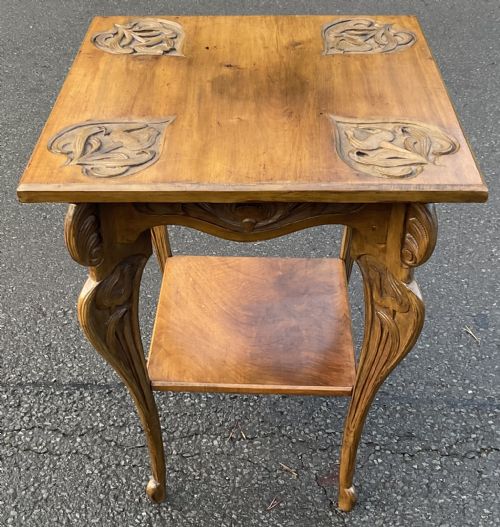 EDWARDIAN CARVED WALNUT OCCASIONAL TABLE - ADDITIONAL PHOTO 1
