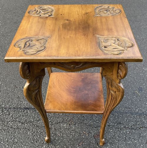 EDWARDIAN CARVED WALNUT OCCASIONAL TABLE - ADDITIONAL PHOTO 2