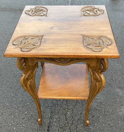 EDWARDIAN CARVED WALNUT OCCASIONAL TABLE - ADDITIONAL PHOTO 3