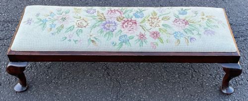 MAHOGANY FRAMED LONG FOOTSTOOL - ADDITIONAL PHOTO 1