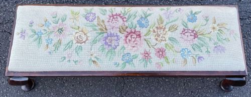 MAHOGANY FRAMED LONG FOOTSTOOL - ADDITIONAL PHOTO 2