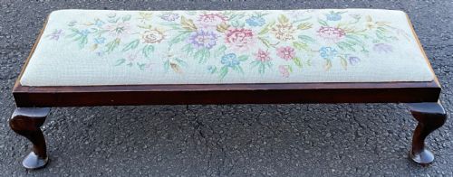 MAHOGANY FRAMED LONG FOOTSTOOL - ADDITIONAL PHOTO 3
