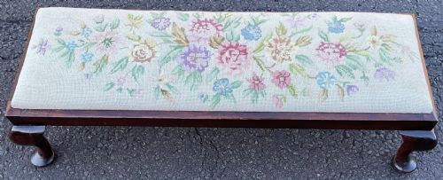 MAHOGANY FRAMED LONG FOOTSTOOL - ADDITIONAL PHOTO 4