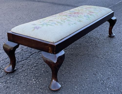 MAHOGANY FRAMED LONG FOOTSTOOL - ADDITIONAL PHOTO 5