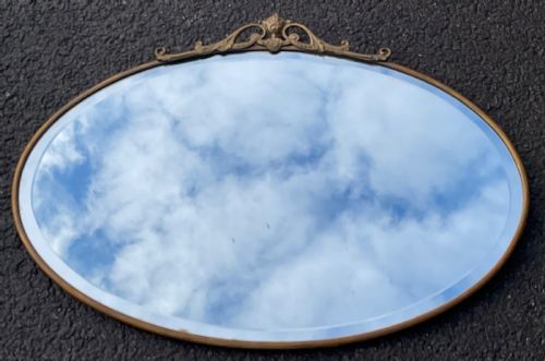 EDWARDIAN METAL FRAMED OVAL WALL MIRROR - ADDITIONAL PHOTO 1