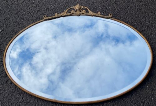 EDWARDIAN METAL FRAMED OVAL WALL MIRROR - ADDITIONAL PHOTO 2
