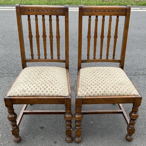 PAIR OAK DINING CHAIRS - ADDITIONAL PHOTO 2