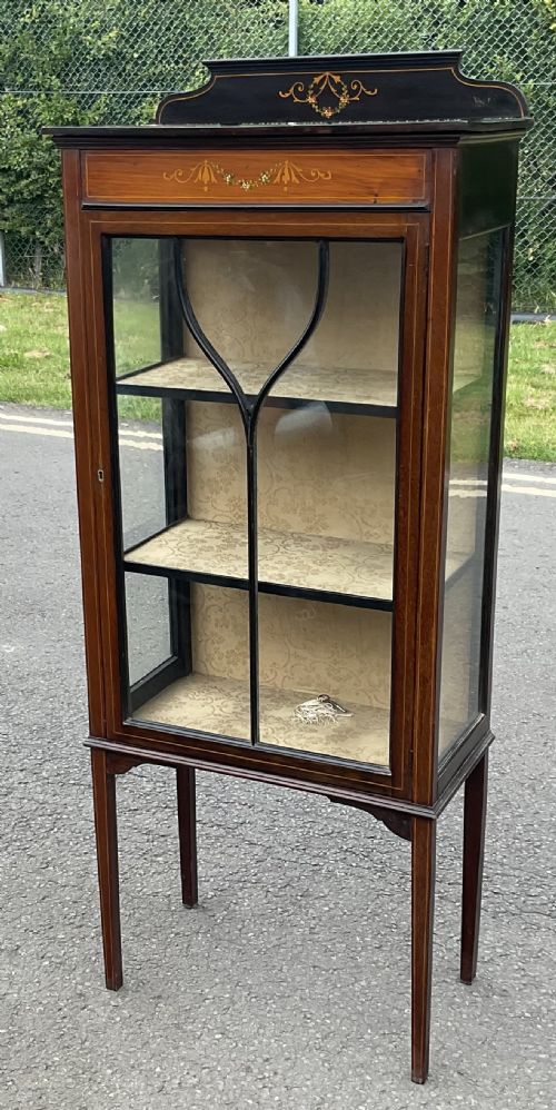 EDWARDIAN INLAID MAHOGANY CHINA DISPLAY CABINET - ADDITIONAL PHOTO 1