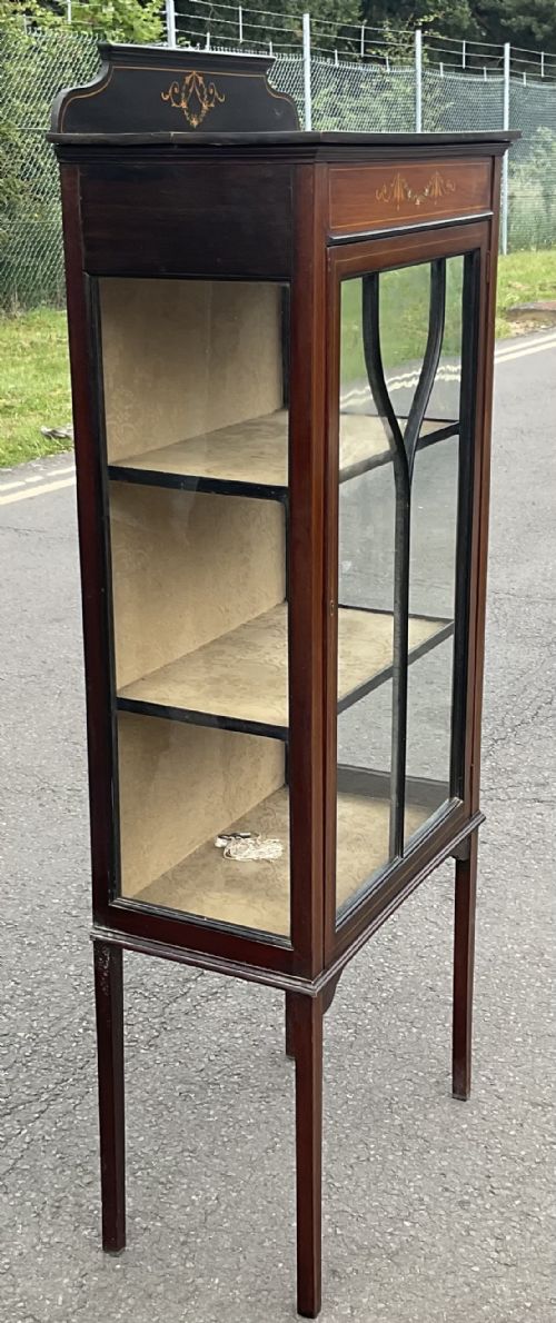 EDWARDIAN INLAID MAHOGANY CHINA DISPLAY CABINET - ADDITIONAL PHOTO 2