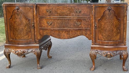 Queen Anne Style Burr Walnut Sideboard