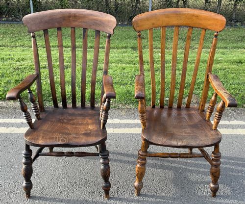 TWO WINDSOR COUNTRY ELM KITCHEN ARMCHAIRS - ADDITIONAL PHOTO 1