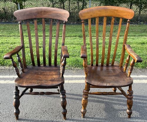 TWO WINDSOR COUNTRY ELM KITCHEN ARMCHAIRS - ADDITIONAL PHOTO 2