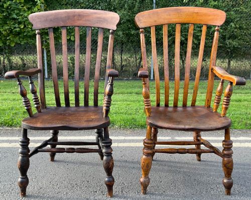 TWO WINDSOR COUNTRY ELM KITCHEN ARMCHAIRS - ADDITIONAL PHOTO 3