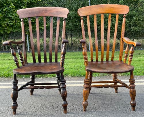 TWO WINDSOR COUNTRY ELM KITCHEN ARMCHAIRS - ADDITIONAL PHOTO 4