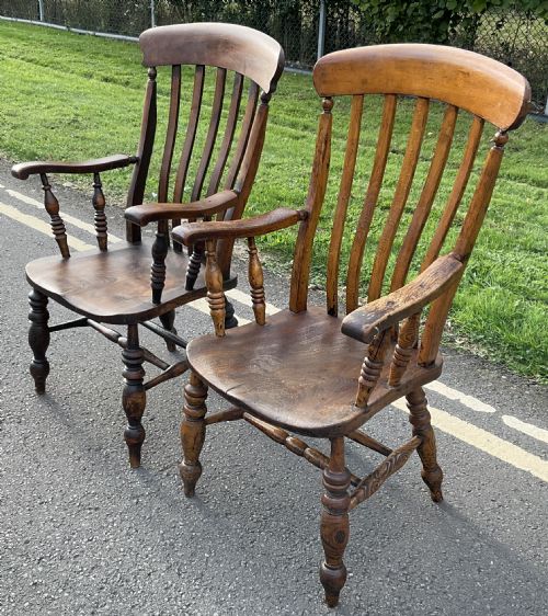 TWO WINDSOR COUNTRY ELM KITCHEN ARMCHAIRS - ADDITIONAL PHOTO 6