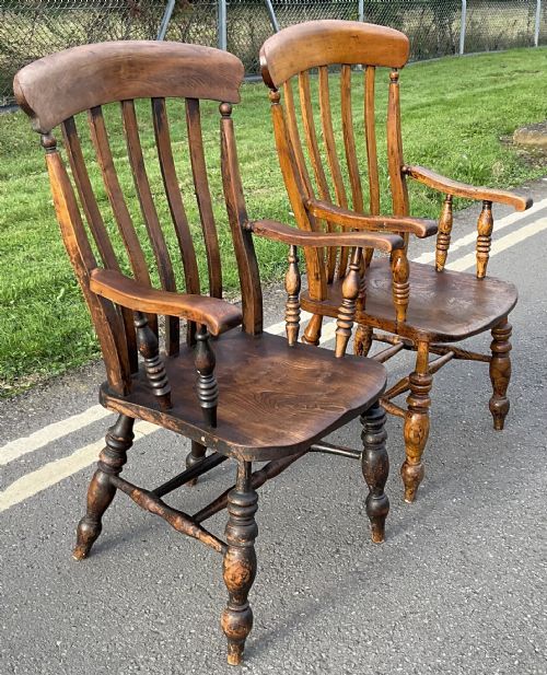 TWO WINDSOR COUNTRY ELM KITCHEN ARMCHAIRS - ADDITIONAL PHOTO 7