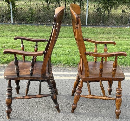 TWO WINDSOR COUNTRY ELM KITCHEN ARMCHAIRS - ADDITIONAL PHOTO 8