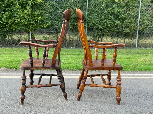 TWO WINDSOR COUNTRY ELM KITCHEN ARMCHAIRS - ADDITIONAL PHOTO 9