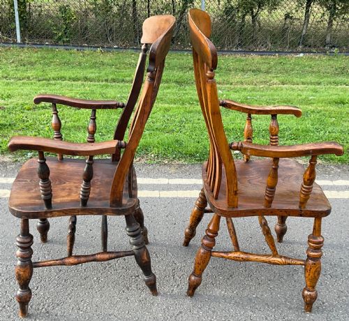 TWO WINDSOR COUNTRY ELM KITCHEN ARMCHAIRS - ADDITIONAL PHOTO 10