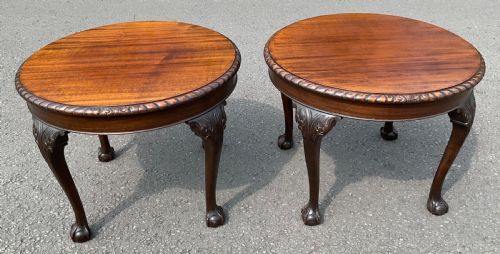 PAIR CHIPPENDALE STYLE ROUND MAHOGANY COFFEE TABLES - ADDITIONAL PHOTO 2