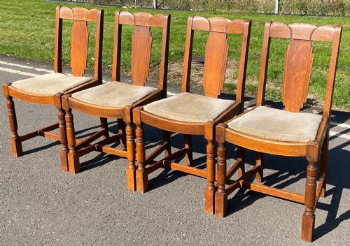 DECO SET OF FOUR OAK DINING CHAIRS - ADDITIONAL PHOTO 3
