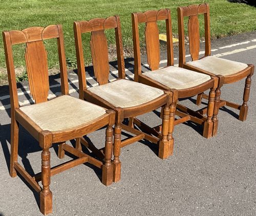 DECO SET OF FOUR OAK DINING CHAIRS - ADDITIONAL PHOTO 4