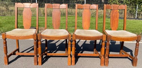 DECO SET OF FOUR OAK DINING CHAIRS - ADDITIONAL PHOTO 5