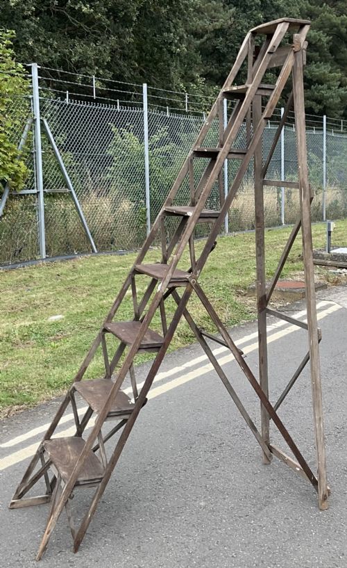 EDWARDIAN TALL WOODEN LOFT LADDER - ADDITIONAL PHOTO 2