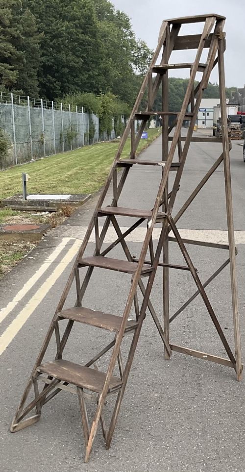 EDWARDIAN TALL WOODEN LOFT LADDER - ADDITIONAL PHOTO 3