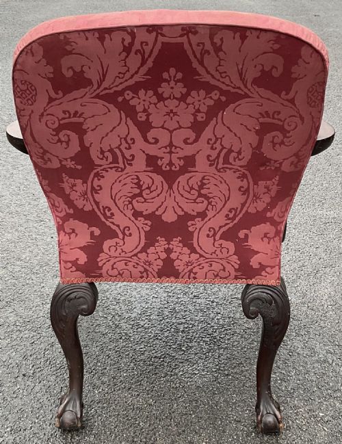 PAIR GEORGIAN STYLE UPHOLSTERED LIBRARY ARMCHAIRS - ADDITIONAL PHOTO 3