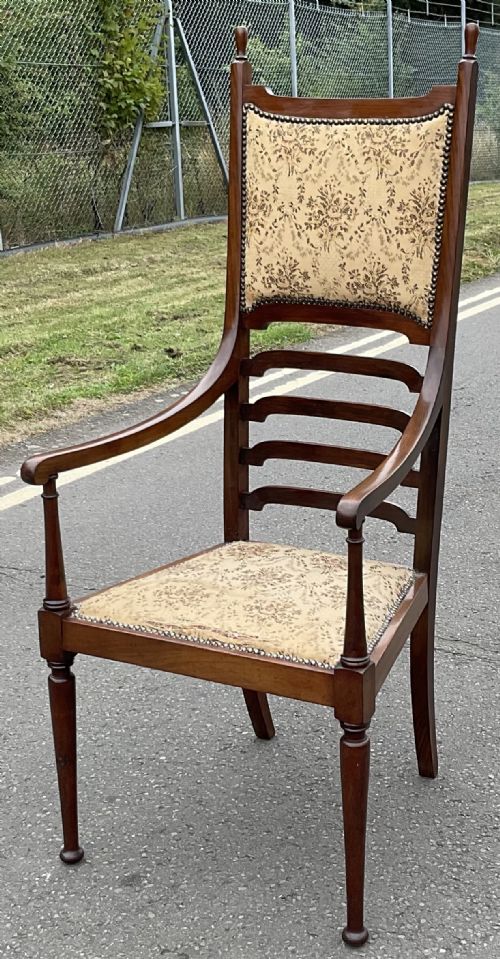 ART NOUVEAU TALL BACK HALL ARMCHAIR - ADDITIONAL PHOTO 1