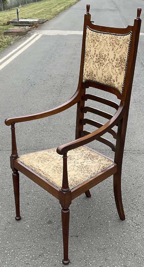 ART NOUVEAU TALL BACK HALL ARMCHAIR - ADDITIONAL PHOTO 5