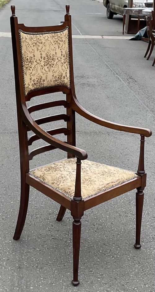 ART NOUVEAU TALL BACK HALL ARMCHAIR - ADDITIONAL PHOTO 8
