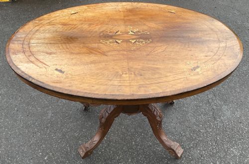 EDWARDIAN INLAID WALNUT OVAL CENTRE TABLE - ADDITIONAL PHOTO 1