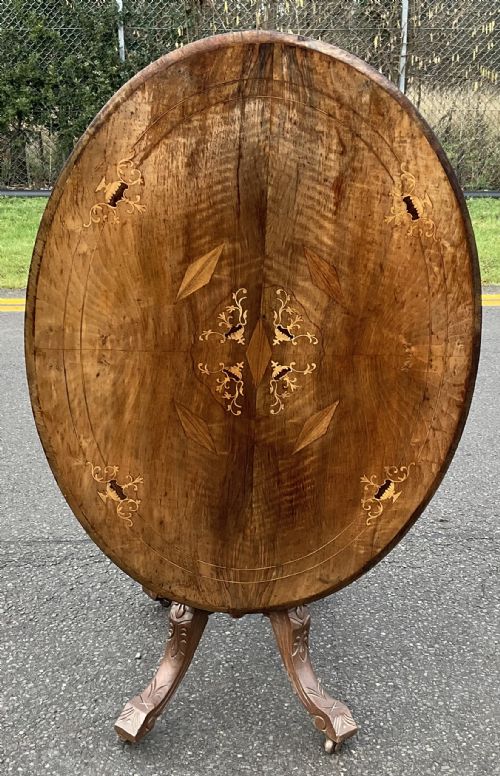 EDWARDIAN INLAID WALNUT OVAL CENTRE TABLE - ADDITIONAL PHOTO 3