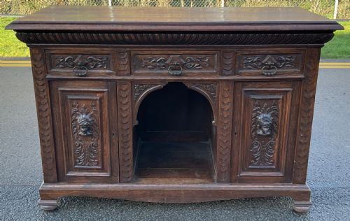 VICTORIAN CARVED OAK SIDEBOARD - ADDITIONAL PHOTO 2