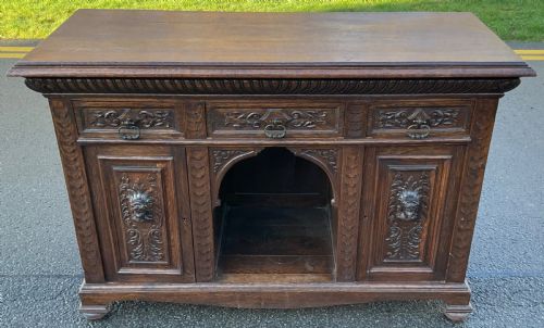 VICTORIAN CARVED OAK SIDEBOARD - ADDITIONAL PHOTO 5