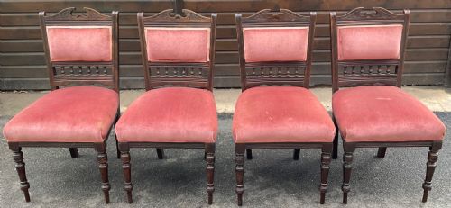 SET OF FOUR EDWARDIAN WALNUT DINING CHAIRS - ADDITIONAL PHOTO 1