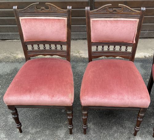 SET OF FOUR EDWARDIAN WALNUT DINING CHAIRS - ADDITIONAL PHOTO 2