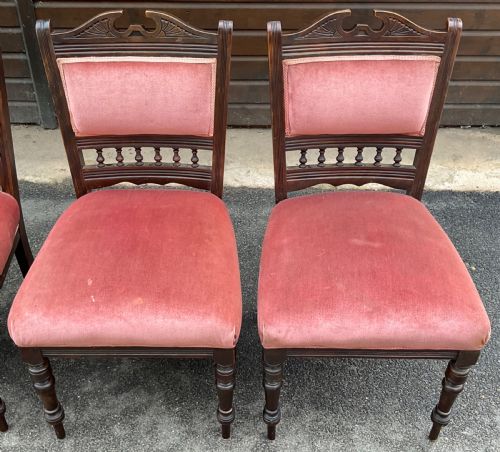 SET OF FOUR EDWARDIAN WALNUT DINING CHAIRS - ADDITIONAL PHOTO 3