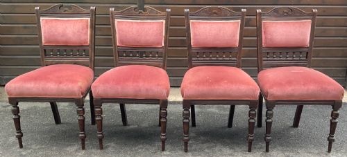 SET OF FOUR EDWARDIAN WALNUT DINING CHAIRS - ADDITIONAL PHOTO 4