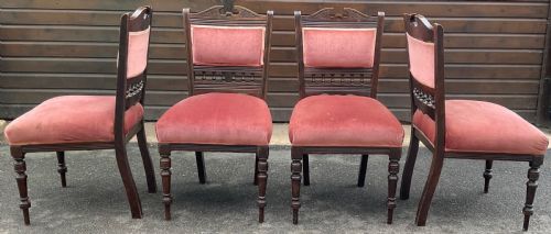 SET OF FOUR EDWARDIAN WALNUT DINING CHAIRS - ADDITIONAL PHOTO 5
