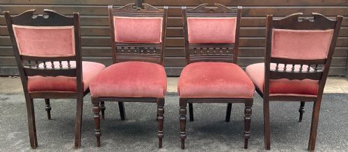 SET OF FOUR EDWARDIAN WALNUT DINING CHAIRS - ADDITIONAL PHOTO 6