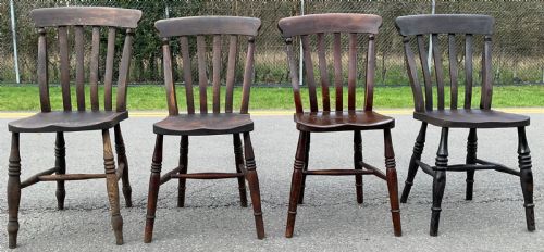FOUR VICTORIAN WINDSOR LATHBACK KITCHEN CHAIRS - ADDITIONAL PHOTO 1