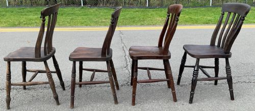 FOUR VICTORIAN WINDSOR LATHBACK KITCHEN CHAIRS - ADDITIONAL PHOTO 3