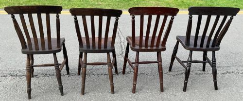 FOUR VICTORIAN WINDSOR LATHBACK KITCHEN CHAIRS - ADDITIONAL PHOTO 4