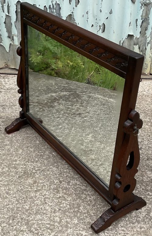 LARGE OAK ADJUSTABLE TOILET MIRROR - ADDITIONAL PHOTO 1